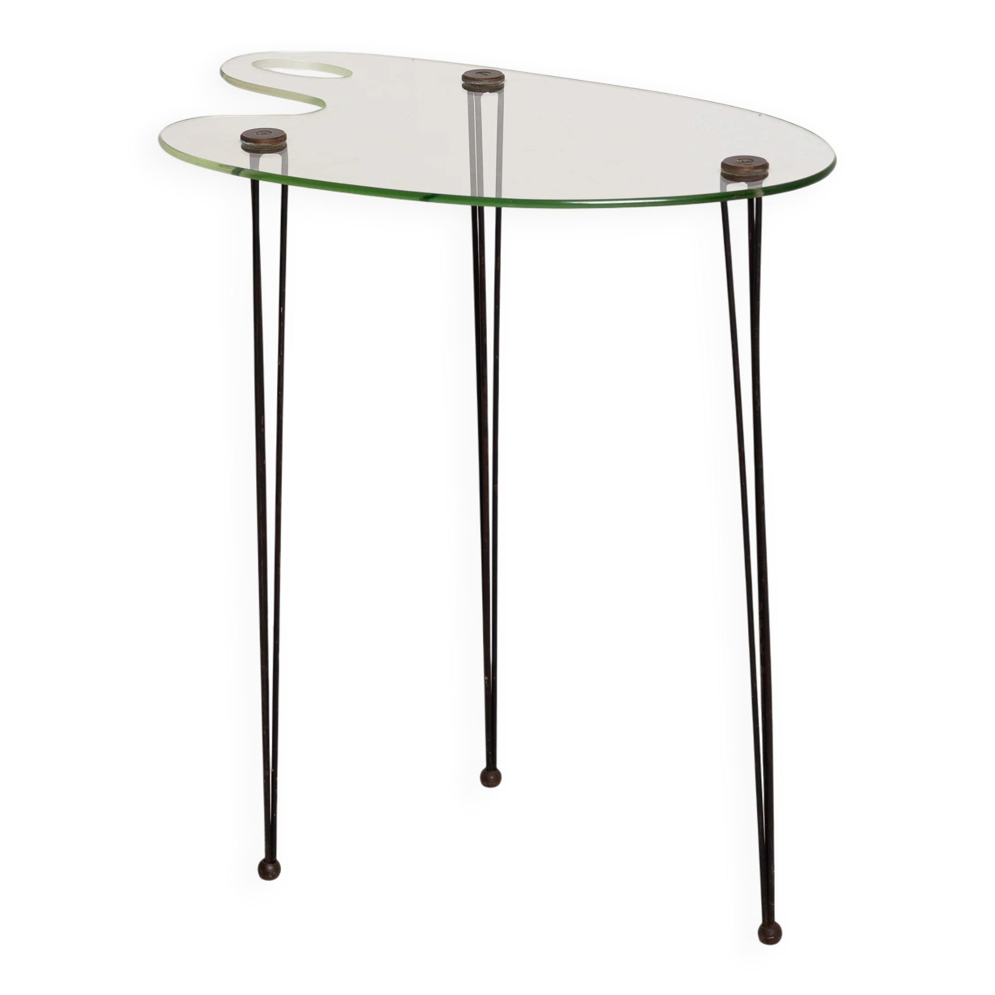 GLASS ARTIST'S PALETTE SIDE TABLE, CIRCA 1960S