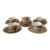 6 Cups and 5 Saucers Ecume model Faïencerie De Niderviller, Made in France