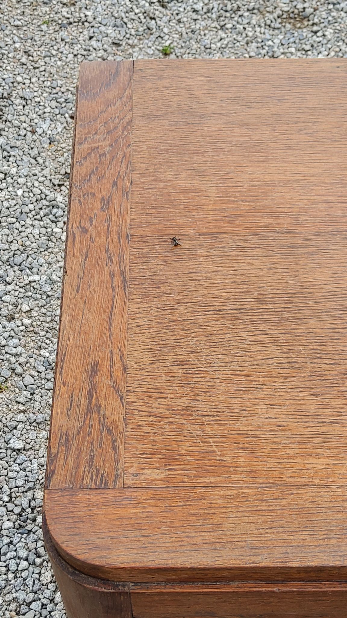 Commode vintage en chêne pieds compas 3 tiroirs des années 50