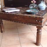 Colonial-style wooden square coffee table