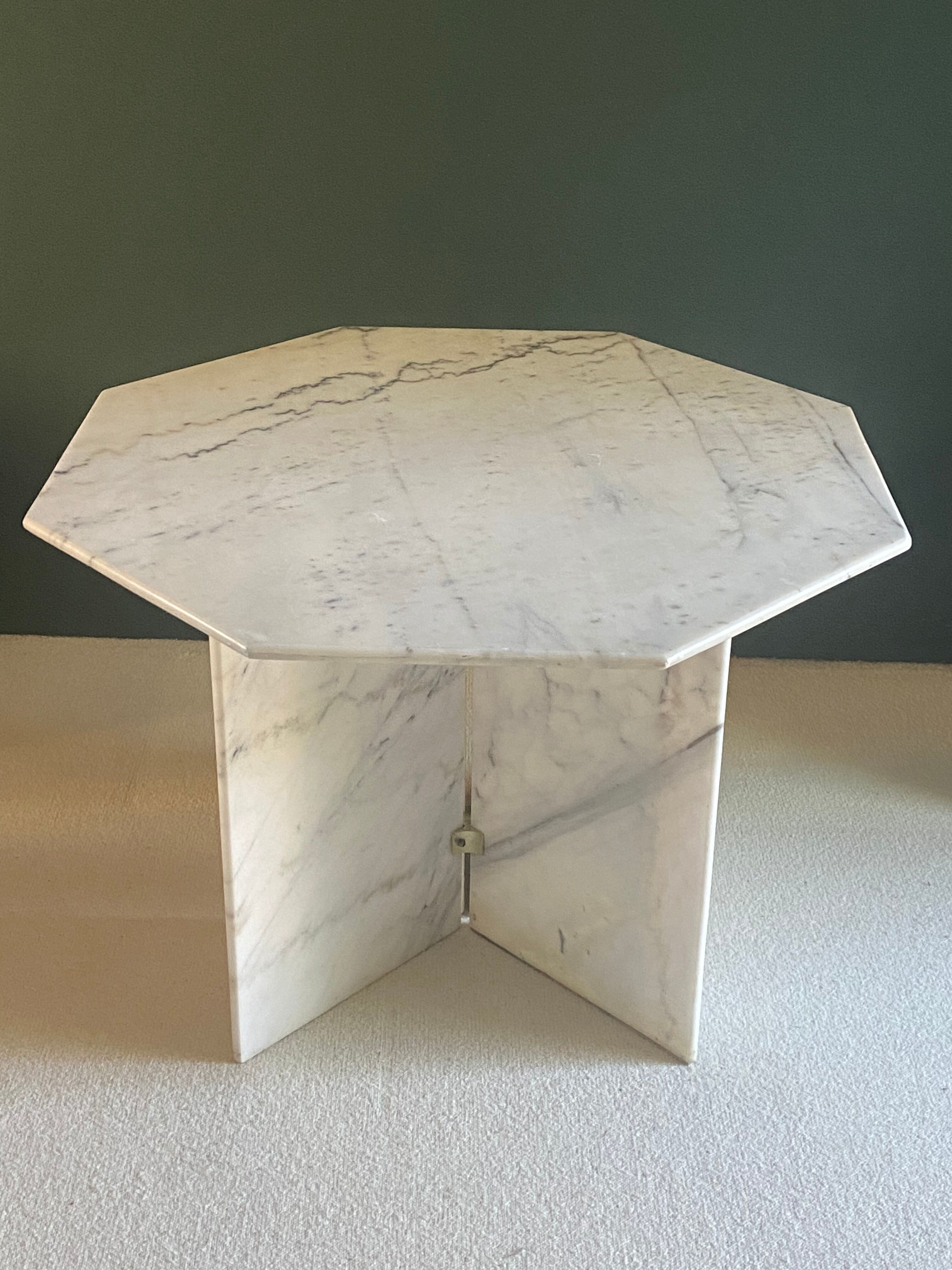 Dining table, hexagonal marble console c.1970