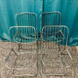 Set of 4 Gastone Rinaldi style chairs in chrome metal