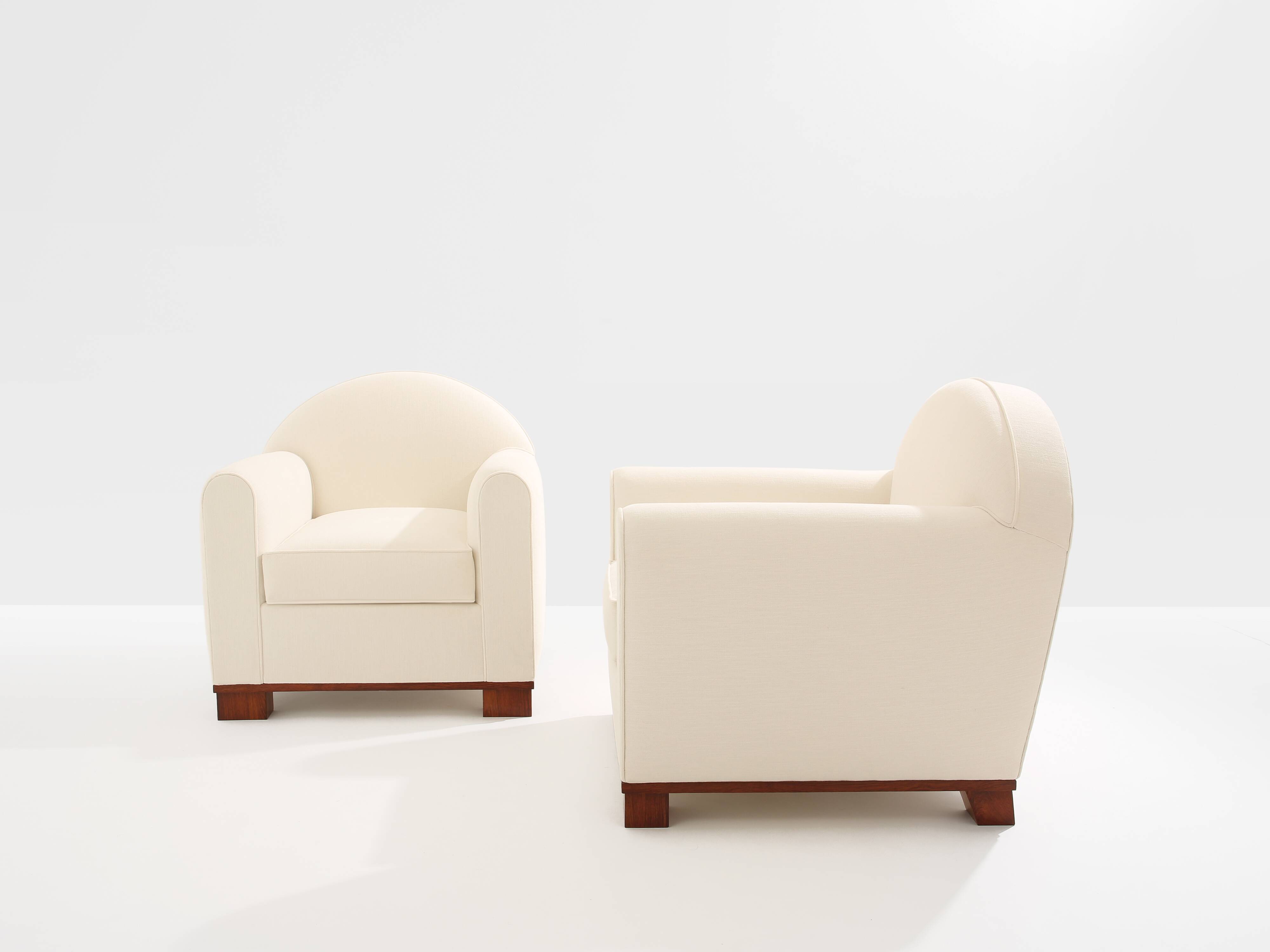 Jacques Adnet pair of modernist club armchairs in rosewood 1931
