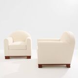 Jacques Adnet pair of modernist club armchairs in rosewood 1931