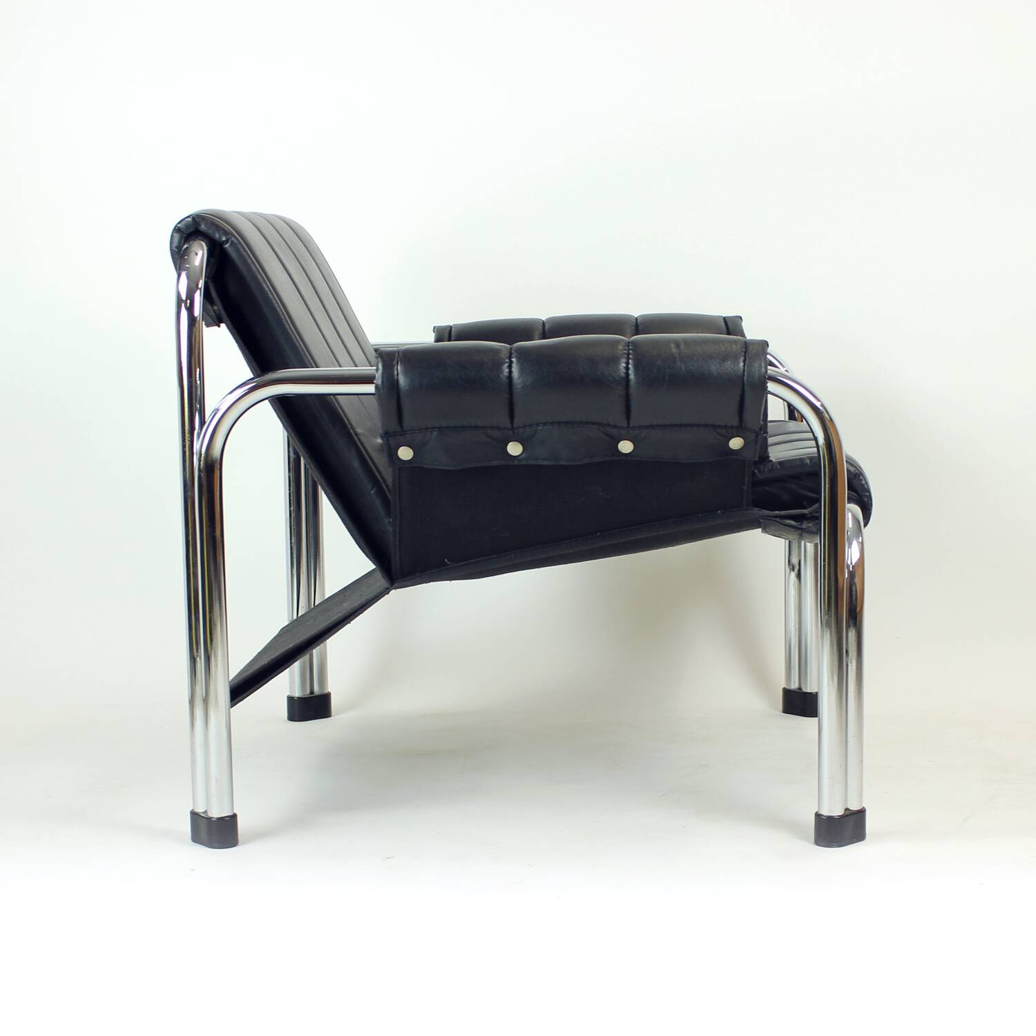 Lounge Chair By Viliam Chlebo In Chrome And Leatherette, Kodreta 1980s