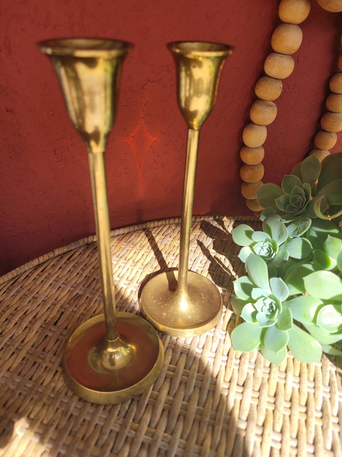 Pair of antique brass candlesticks