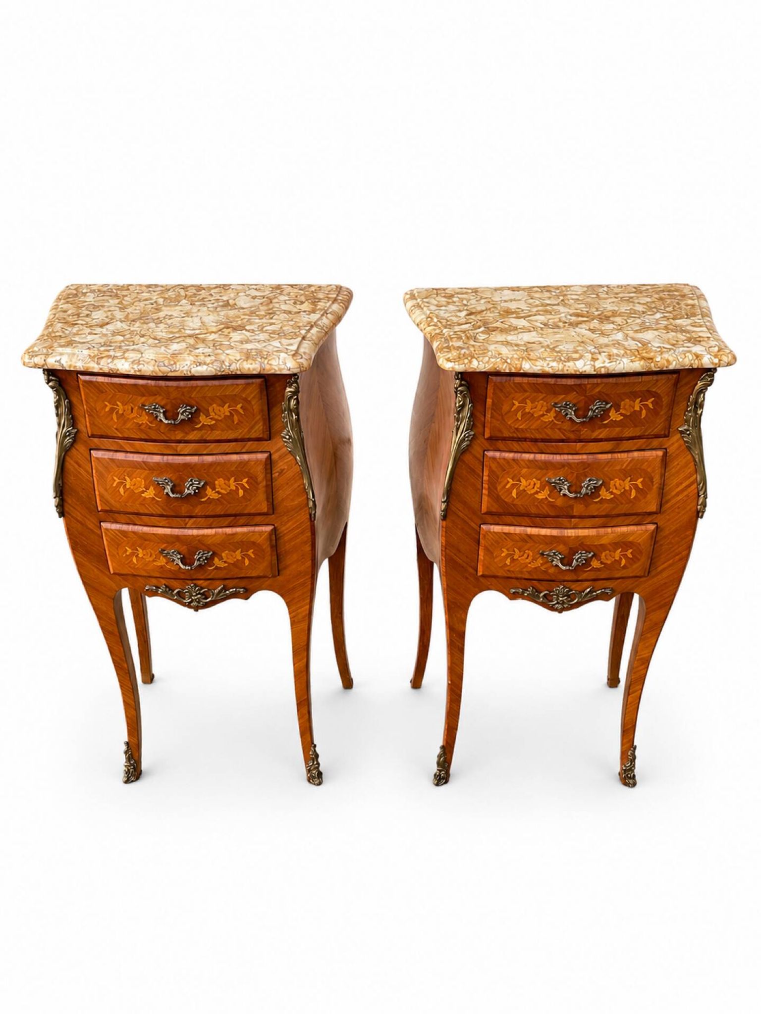 Pair of Louis XV style bedside tables in rosewood.