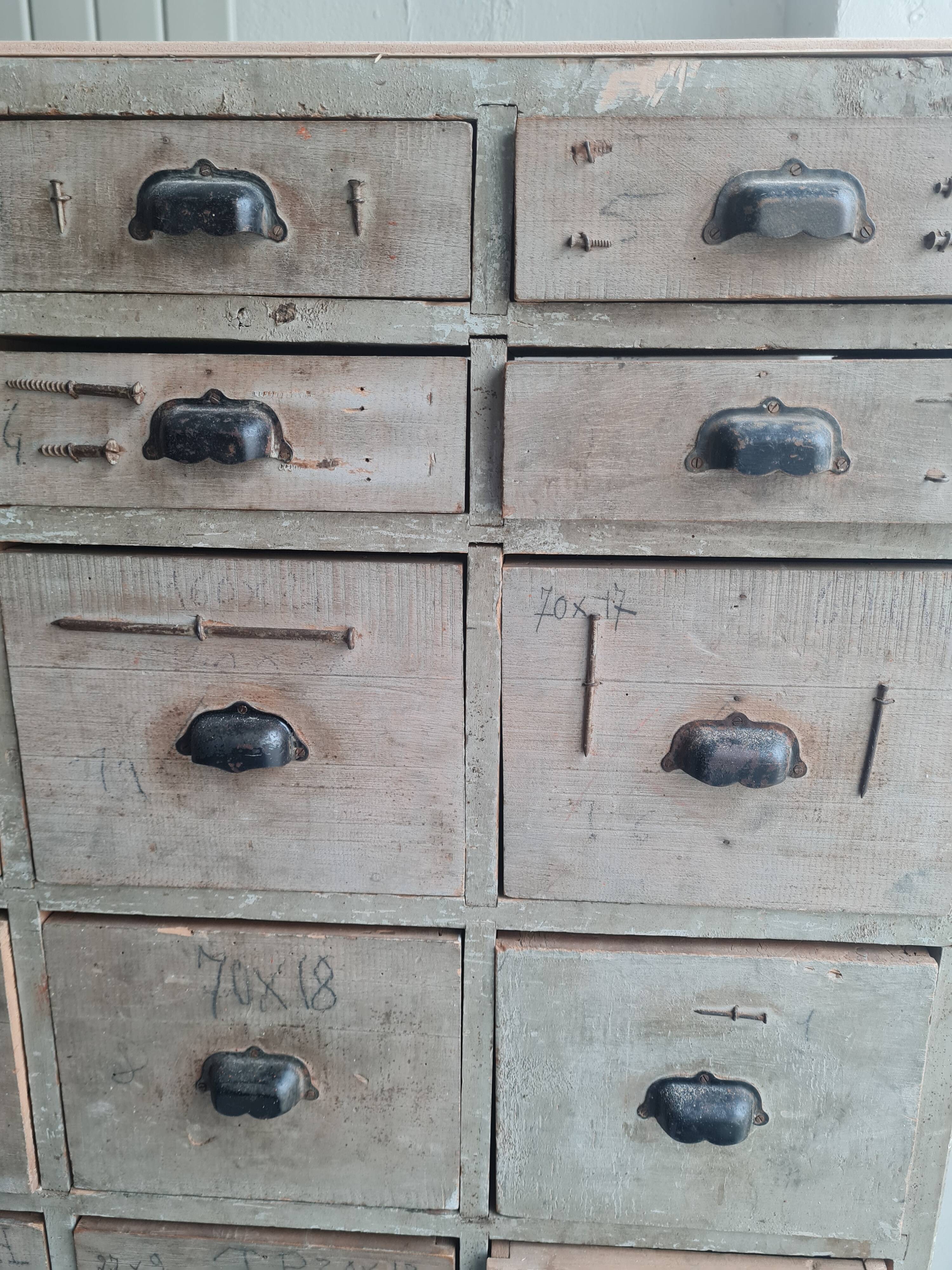 Old workshop furniture with drawers