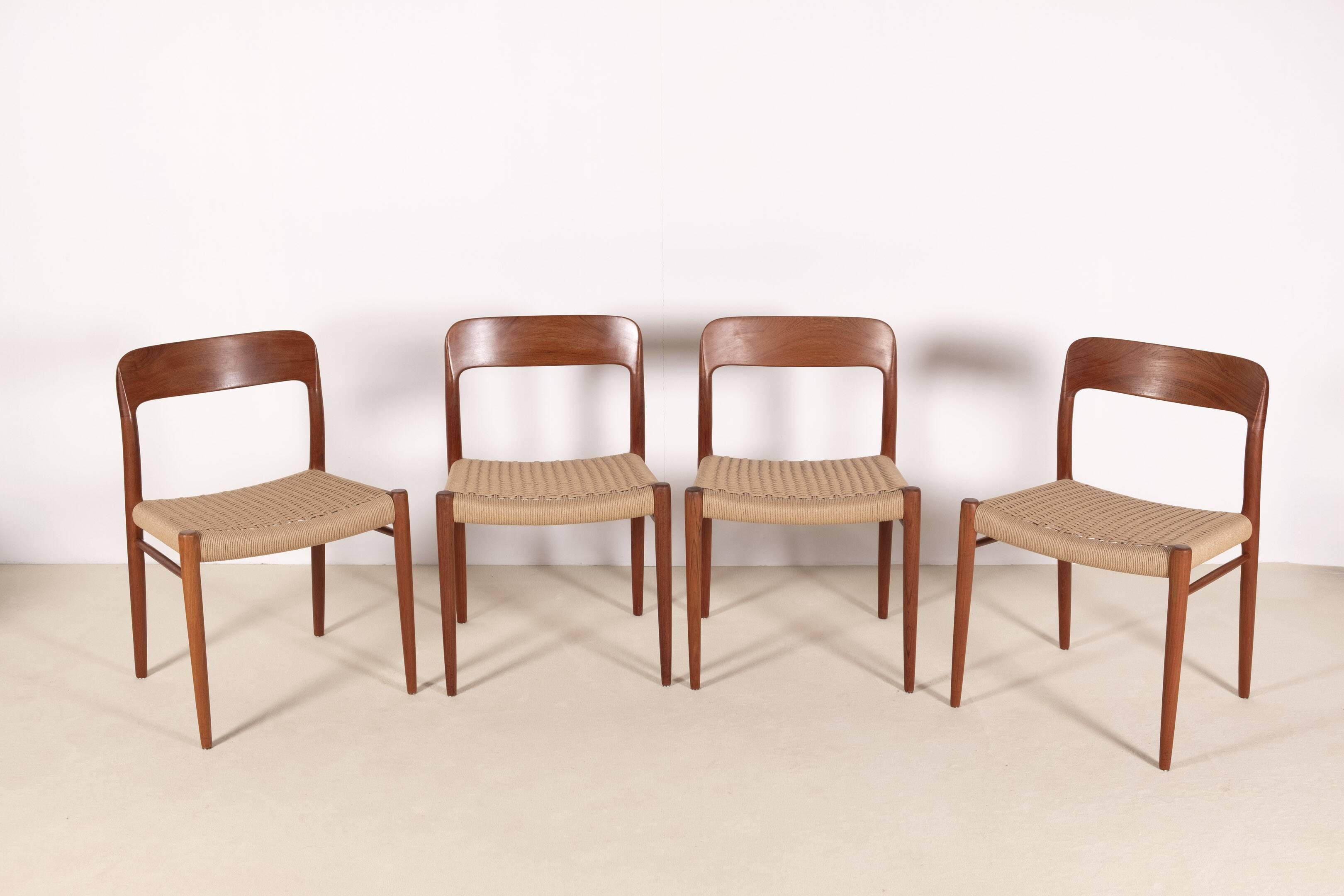 4x Niels O. Møller Dining Chair Model 75 in Teak, 1960s Denmark