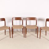 4x Niels O. Møller Dining Chair Model 75 in Teak, 1960s Denmark