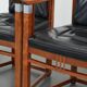 Set of 4 luxury black leather Art Deco dining chairs with armrests