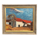 Huile sur panneau originale – “Barn” par Bartja Björklund – Vintage et encadrée