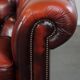 Spacious red English 2.5-seater cowhide leather chesterfield sofa