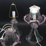 Set of 2 of Pink table lamps in Murano glass