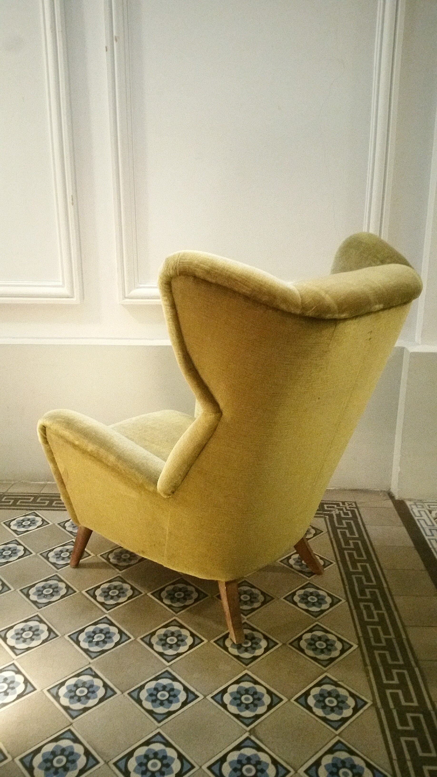 Danish wingback chair years 50-60 green armchair