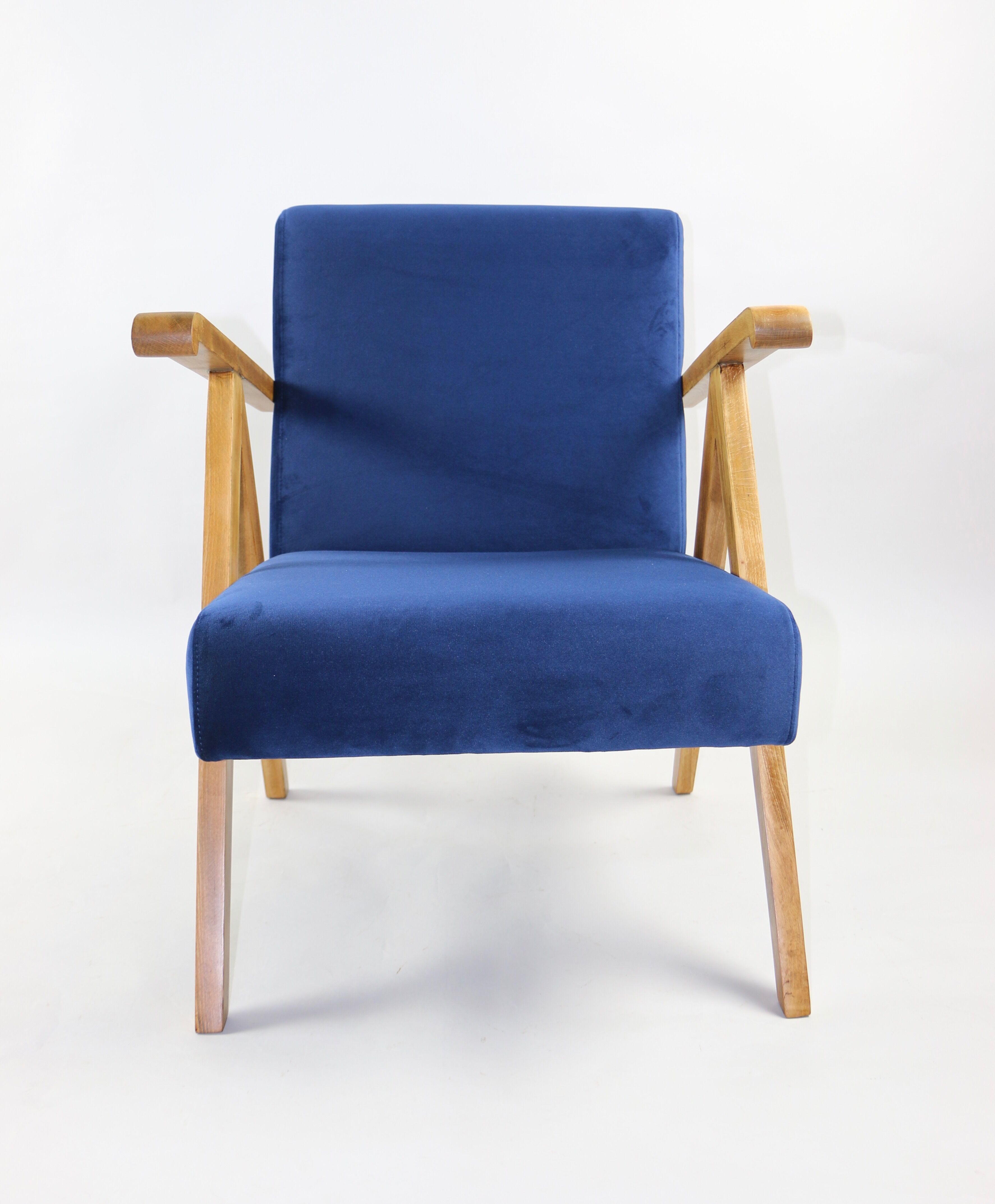 Fauteuils en velours bleu 1970