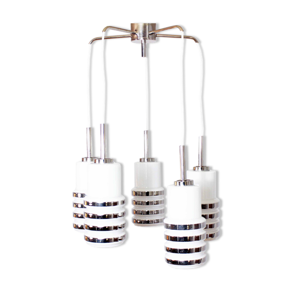 Lustre cascade en verre opalin, 1970