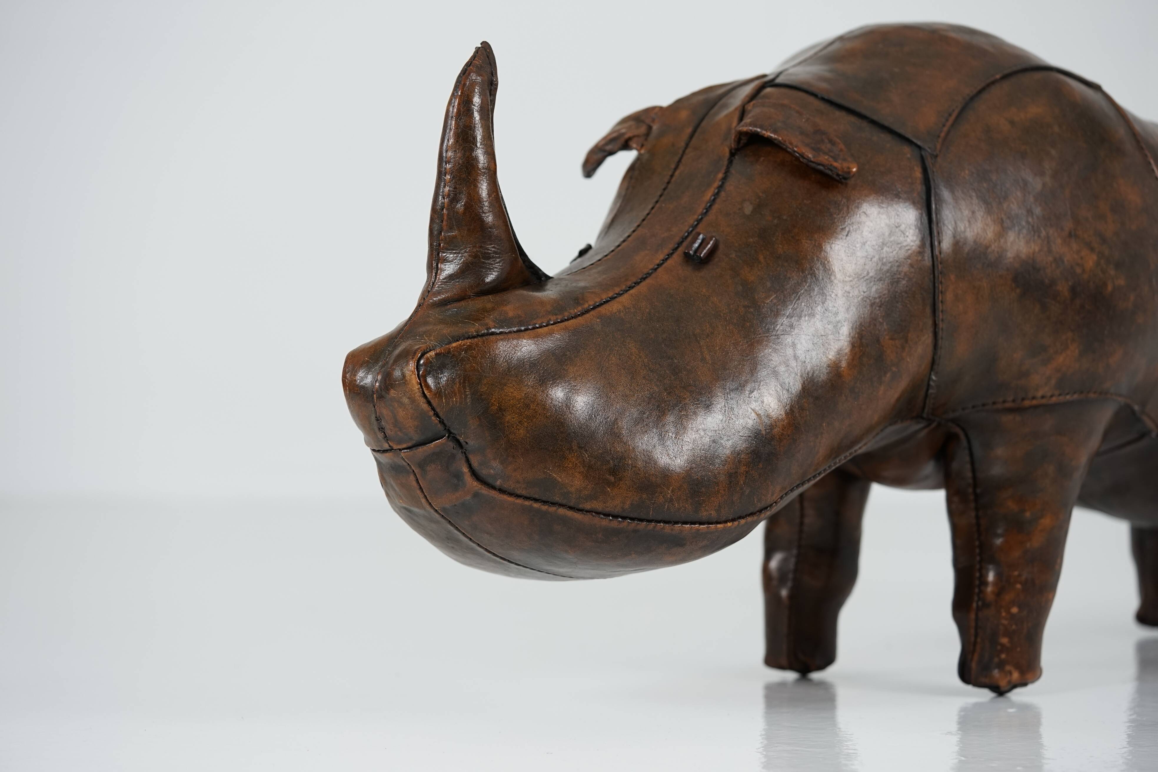 XL Rhinoceros Leather Footstool by Dimitri Omersa