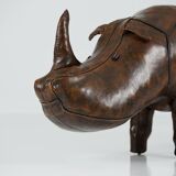 XL Rhinoceros Leather Footstool by Dimitri Omersa