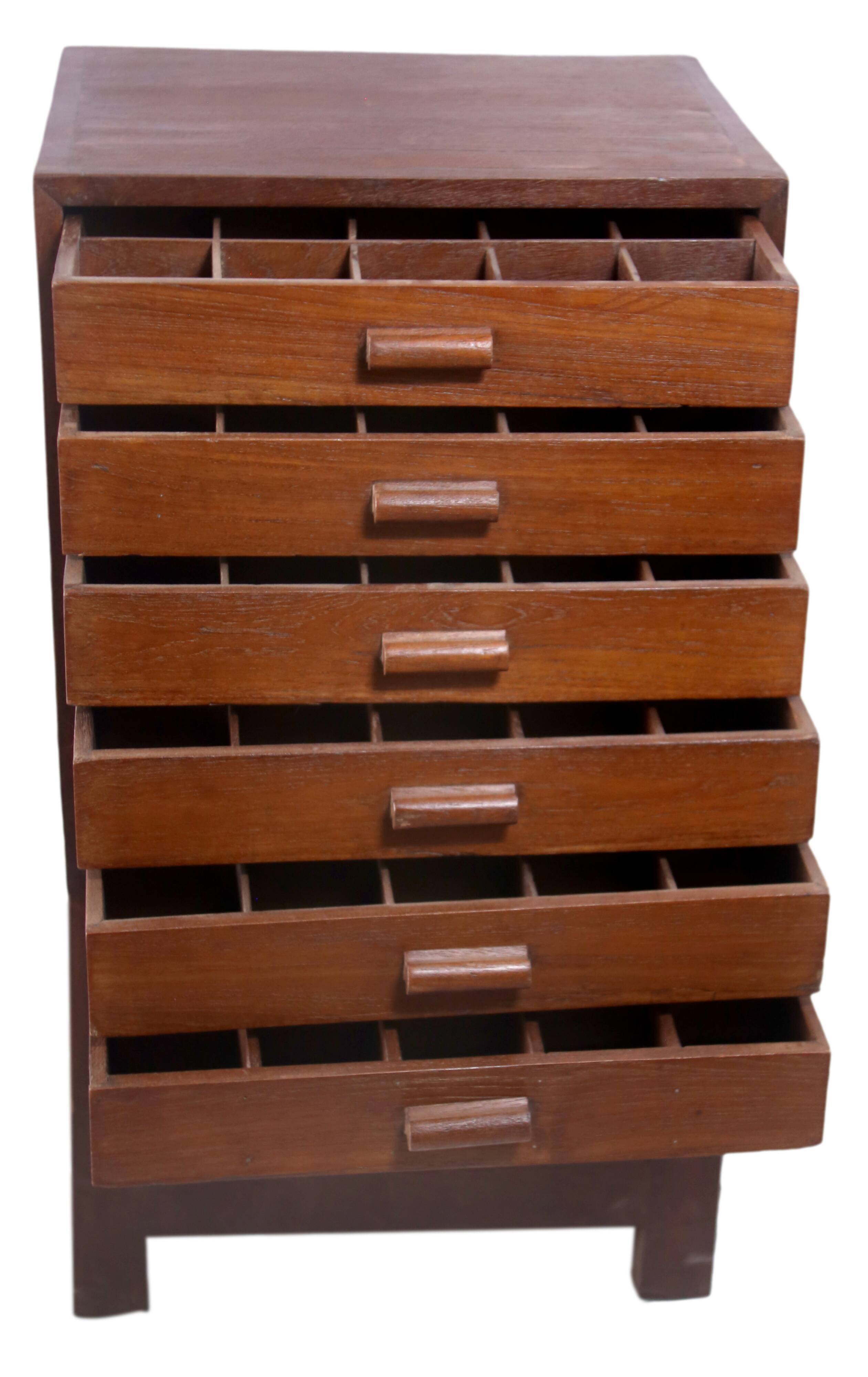 Former antique Burmese teak workshop cabinet