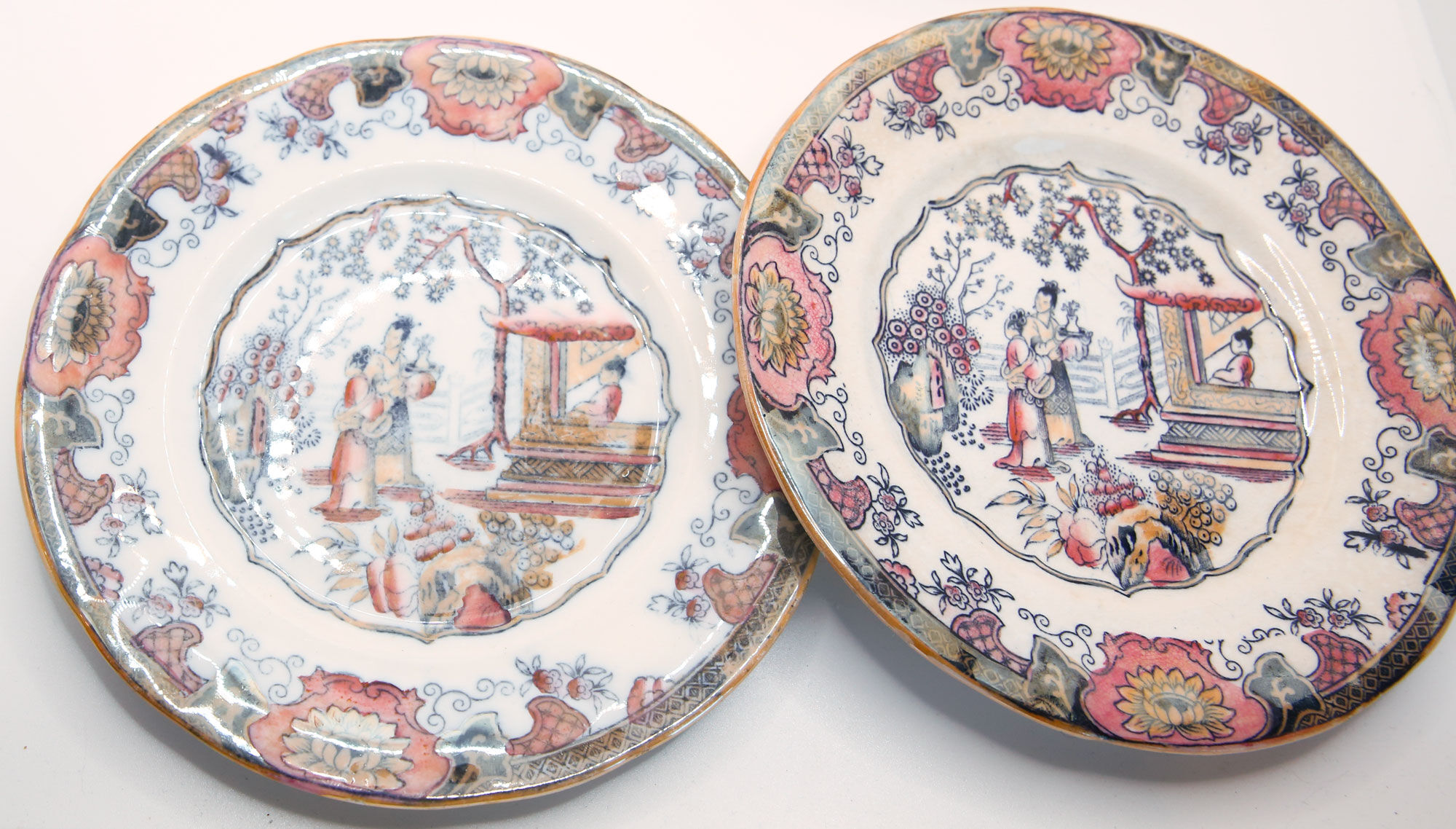 Set of 6 dessert plates model canton of B.F-boch frères, Belgium, late 19th