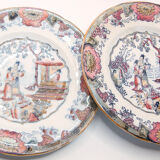 Set of 6 dessert plates model canton of B.F-boch frères, Belgium, late 19th