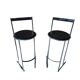 Paire de tabourets vintage des années 70 - Design minimaliste en chrome et cuir