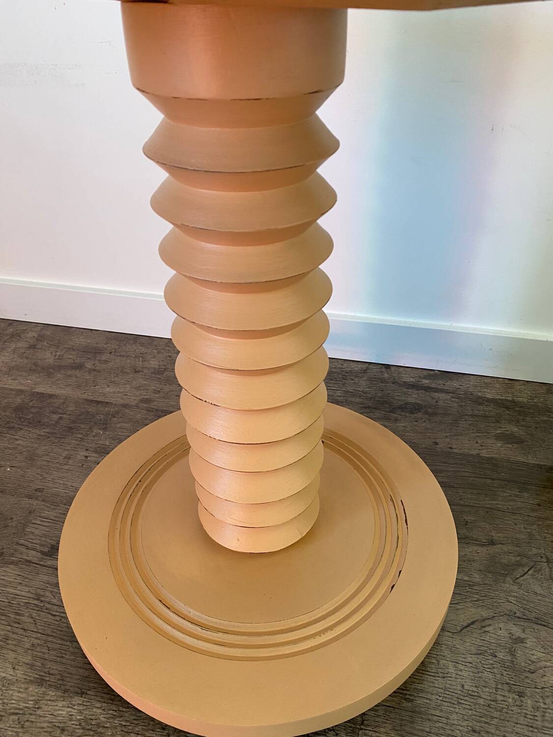 Terracotta Nude Spiral Turned Wood Side Table