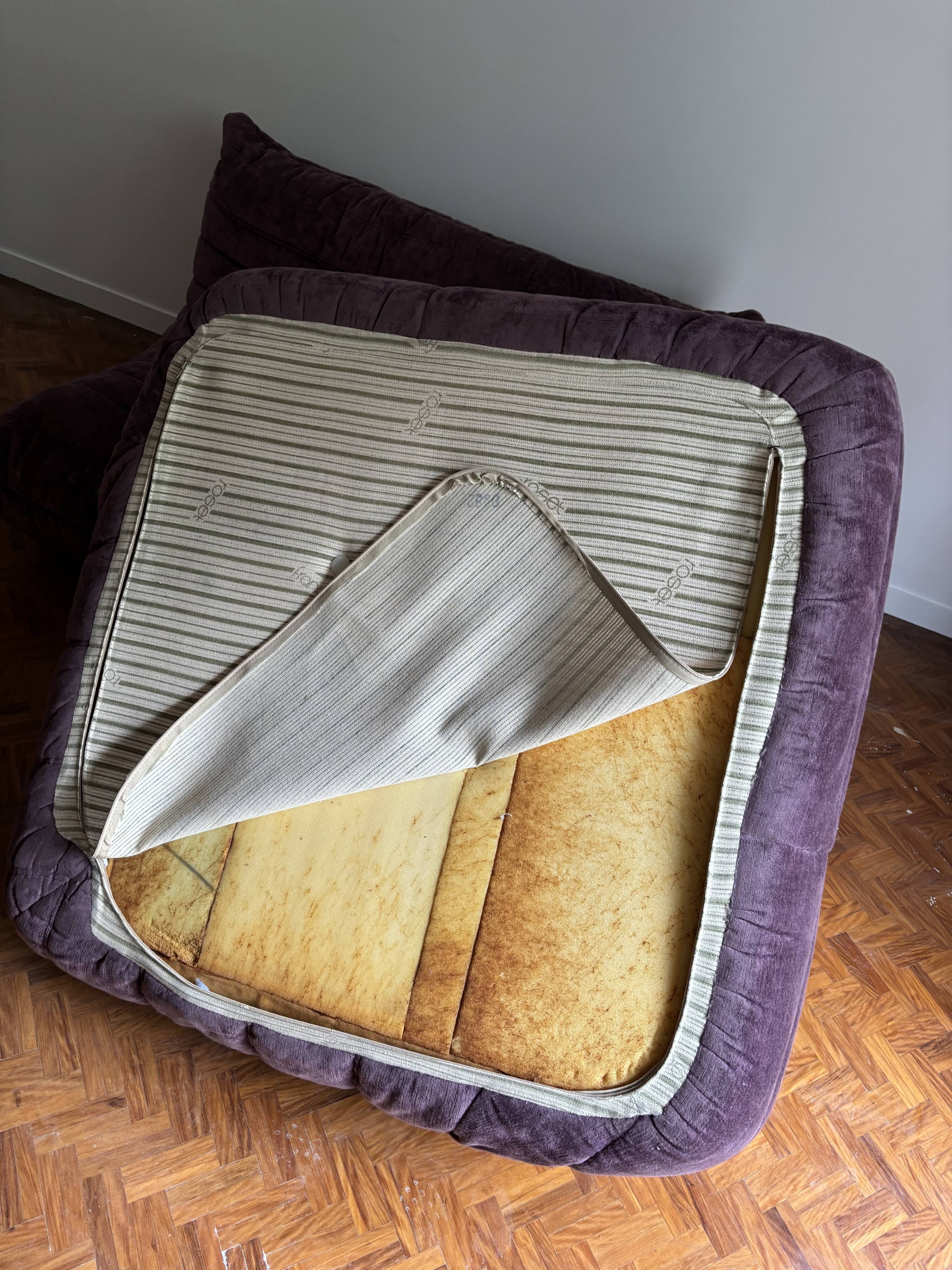 Togo purple sofa set - 2-seater sofa and corner armchair