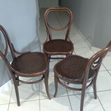 Suite of 3 chairs bistrot Thonet model heart n 28 around 1900