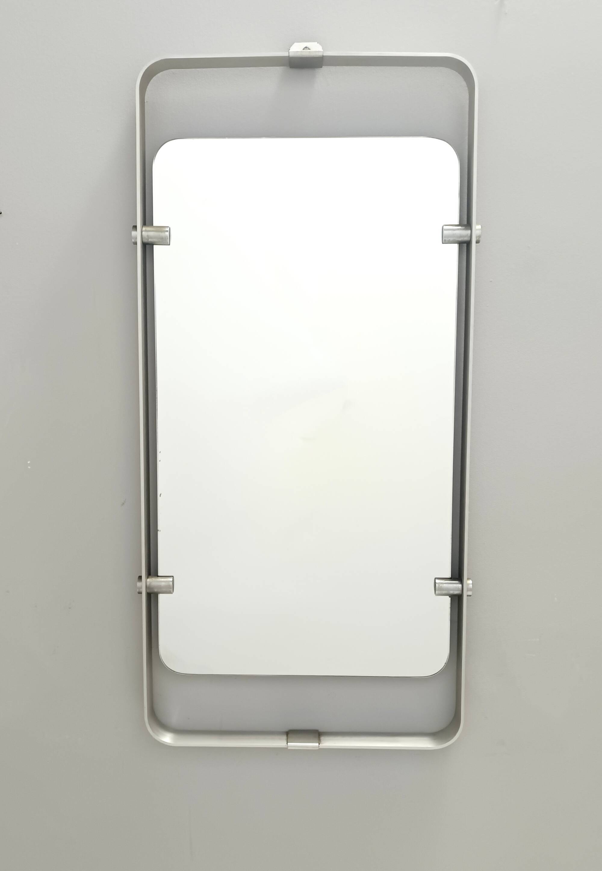 Rectangular Wall Mirror with Silver Glazed Metal Frame, Italy 1970s