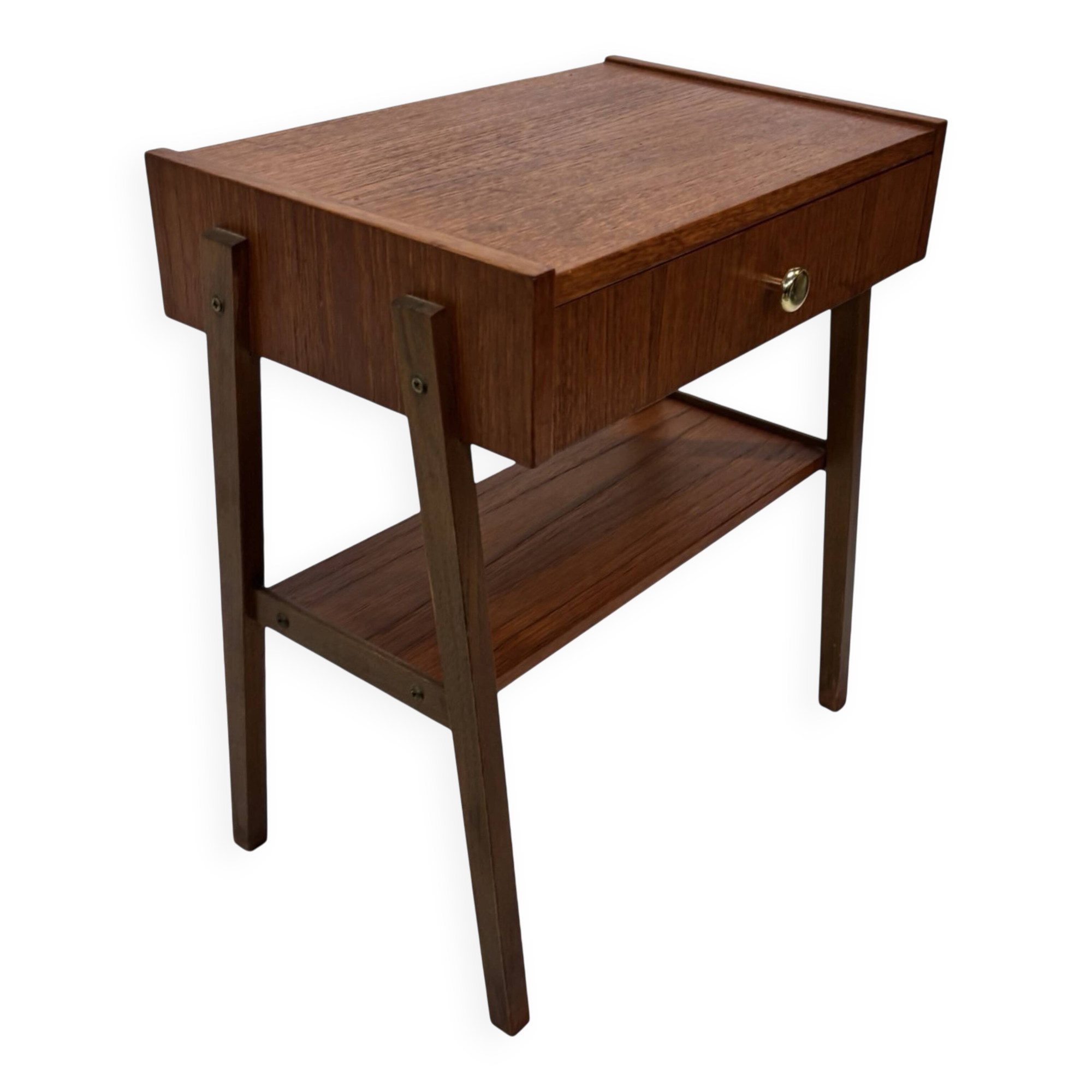 Vintage Compact Cabinet Bedside Table Teak Veneer 1960s