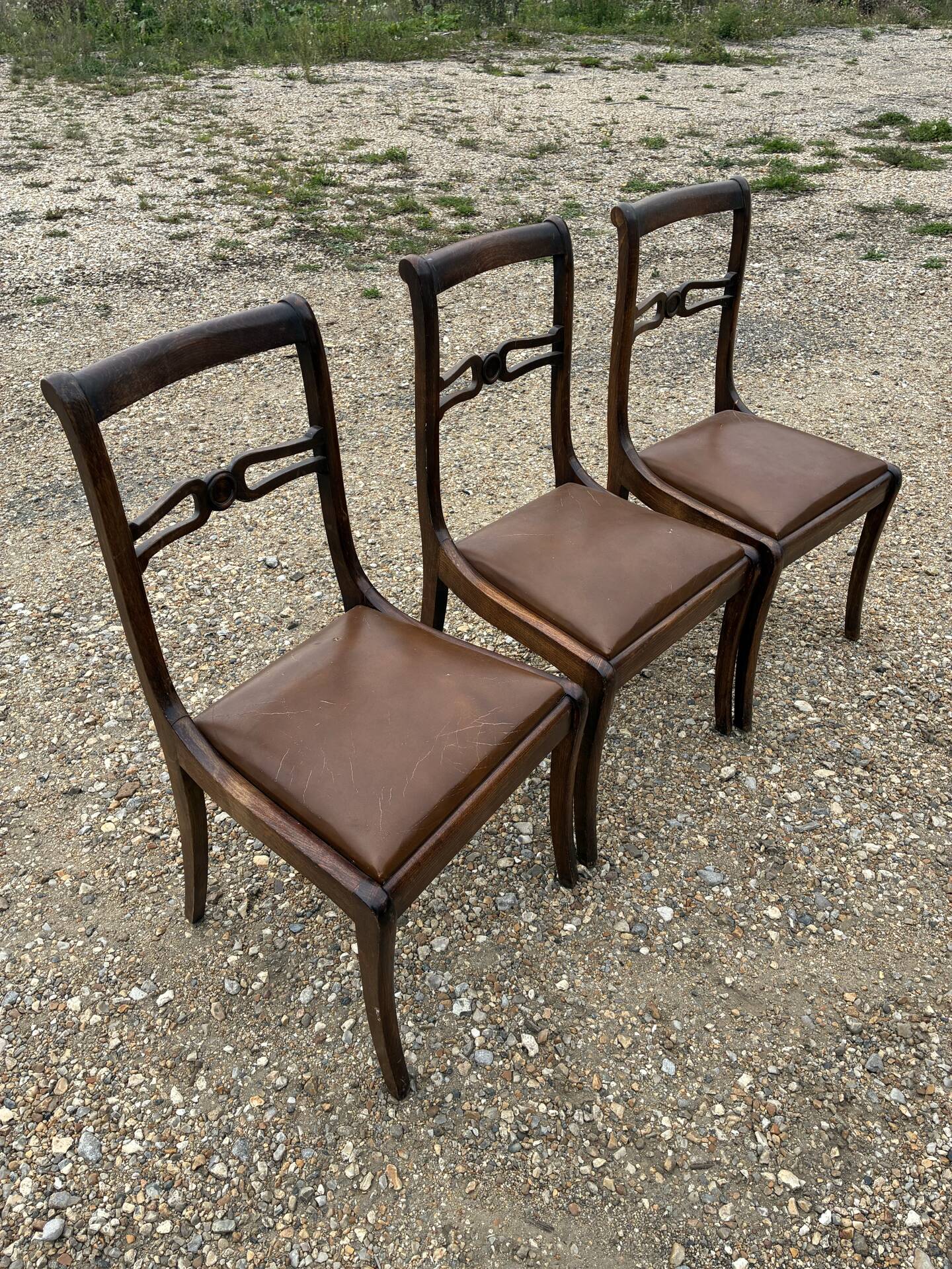 Set of 3 Regency faux leather chairs