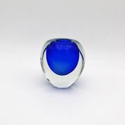 Murano Sommerso Cobalt Blue Vase 11cm 1kg Vintage Art Glass Design 60s