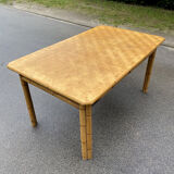 60's vintage rattan table