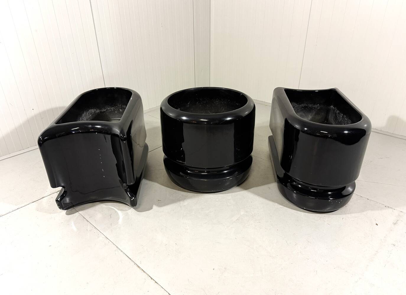 Luigi Colani set of 3 room dividing black planters 1970’s