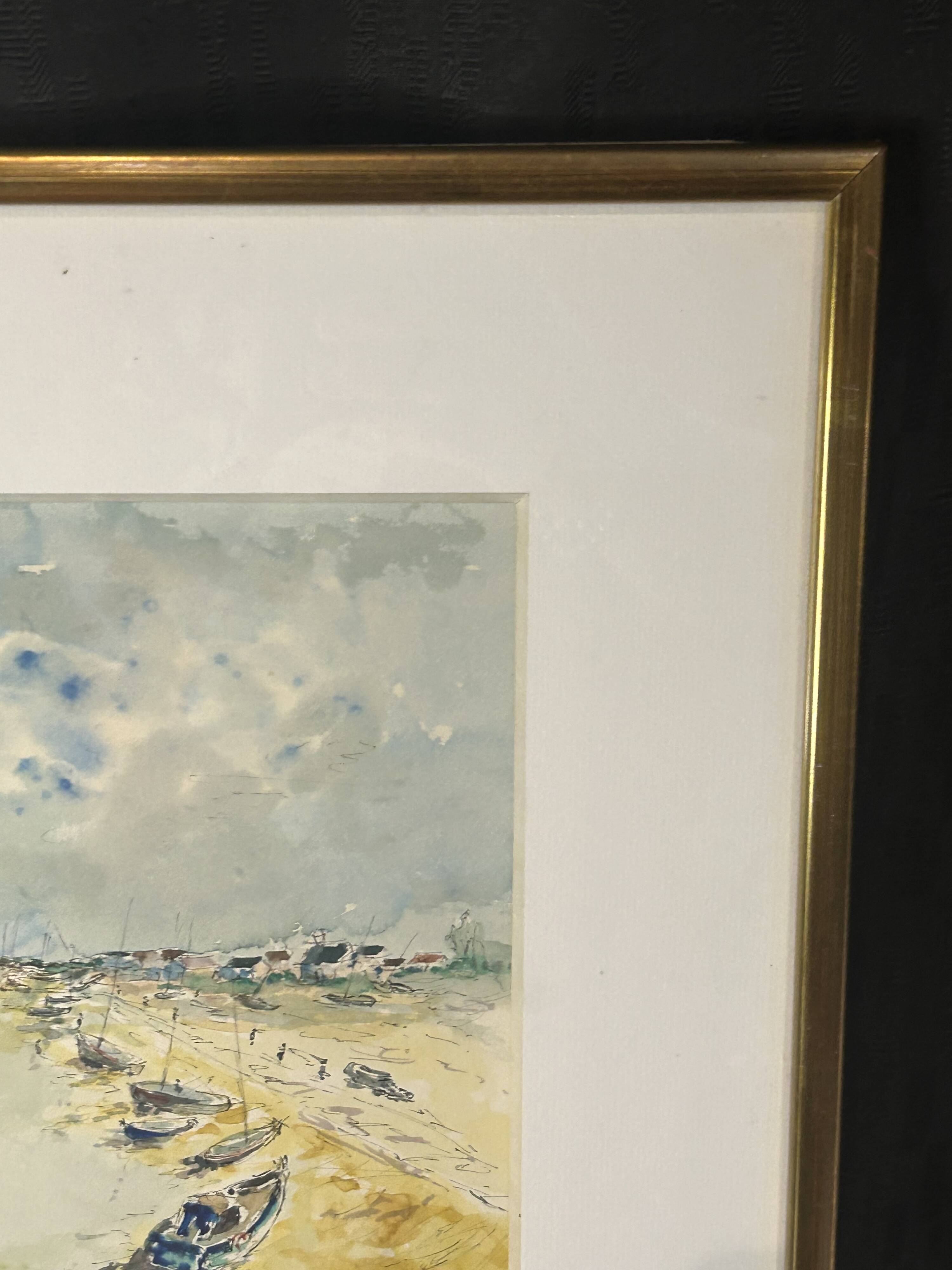 20th century Impressionist school - Vassaux - Marine watercolor - Noirmoutier