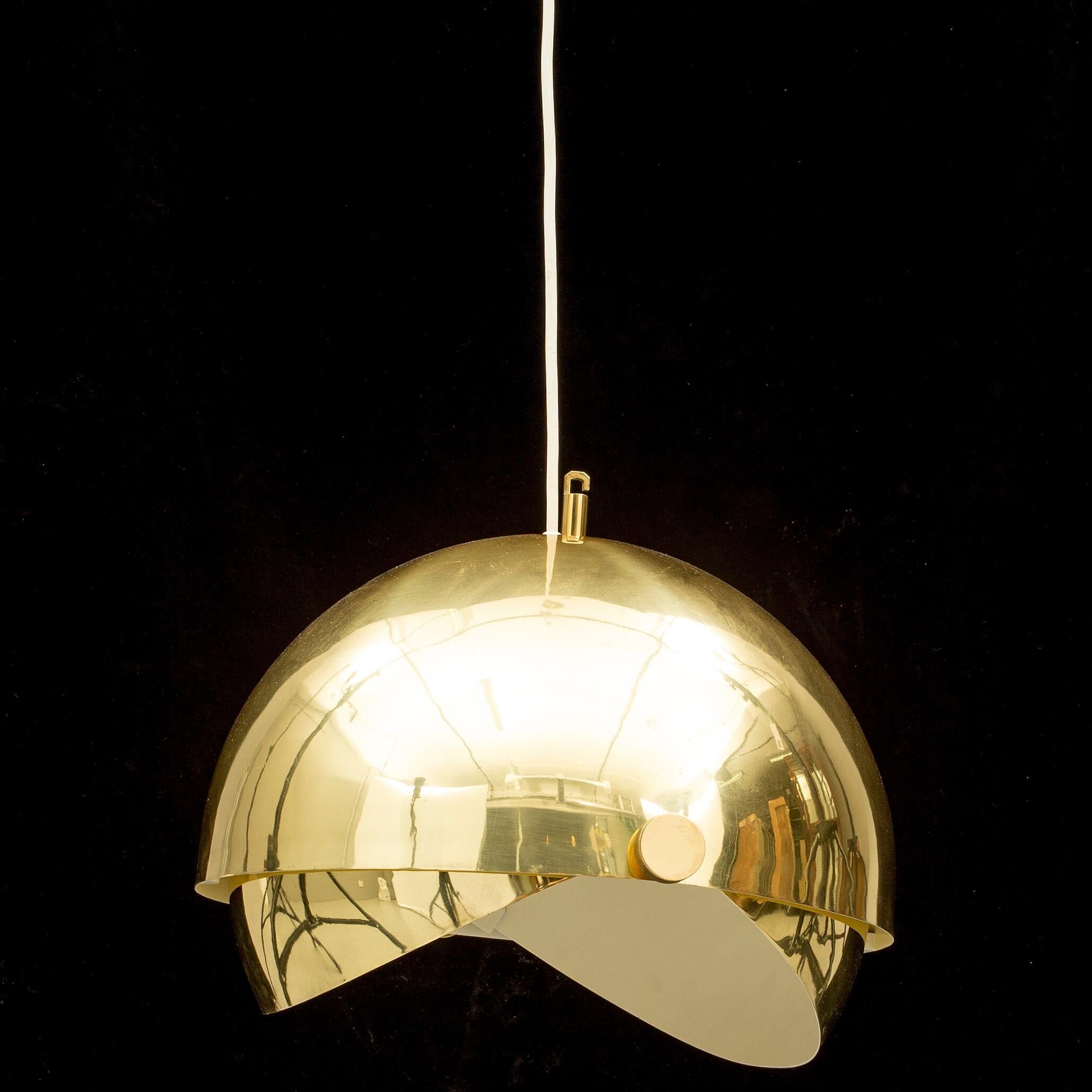 Adjustable spherical brass lamp by Münchner Werkstätten Germany 1970