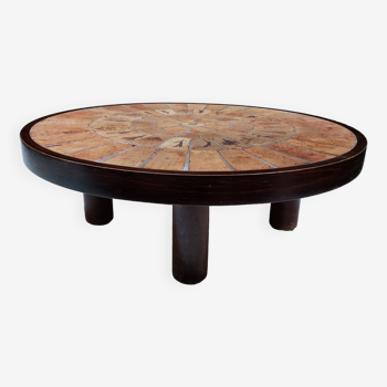 Round coffee table "Herbariums" by Roger Capron - 1960s/1970s - Vallauris