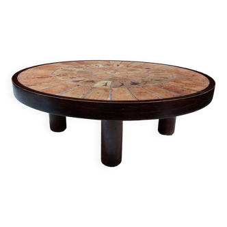 Round coffee table "Herbariums" by Roger Capron - 1960s/1970s - Vallauris