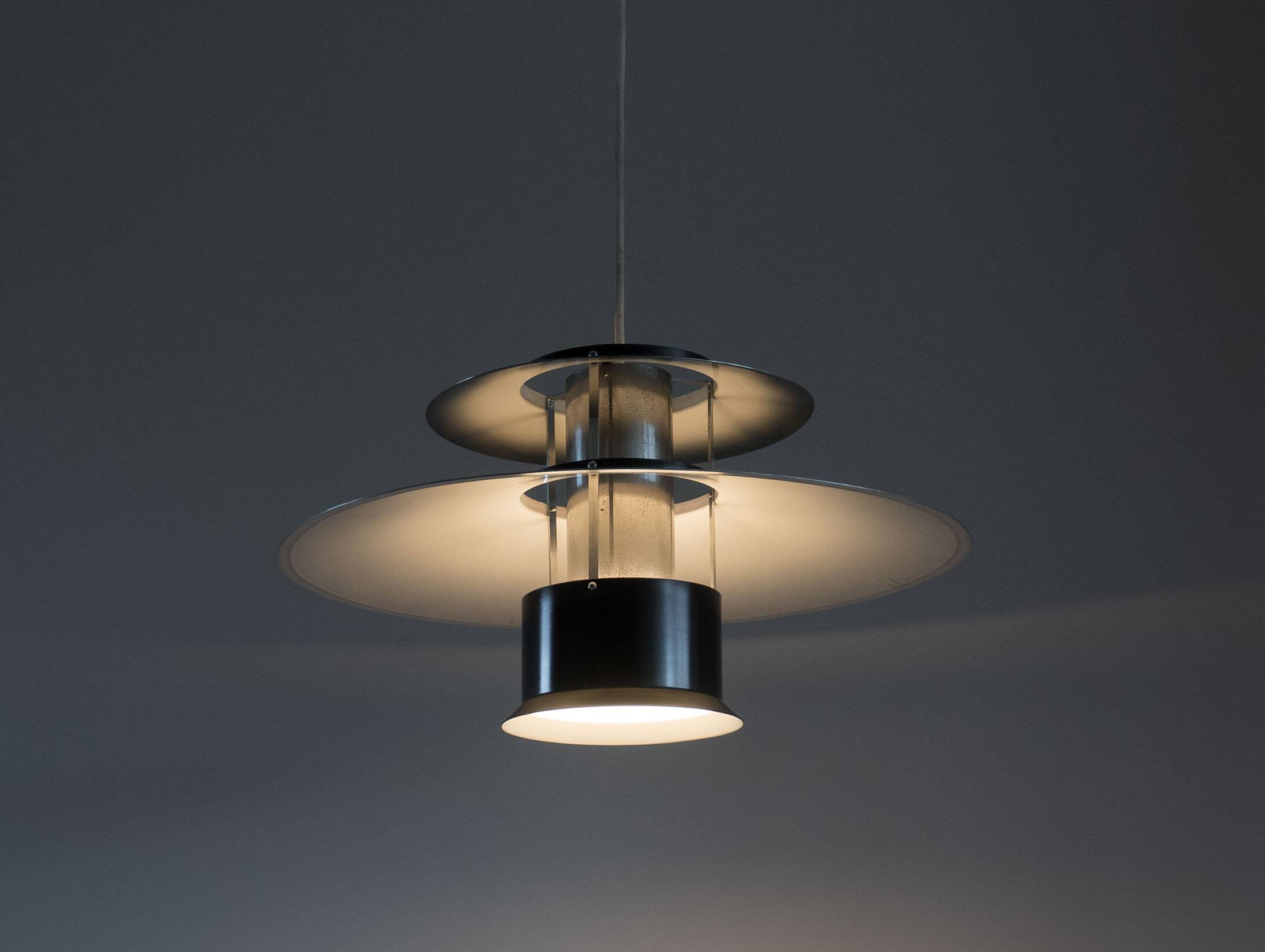 Vintage Danish black shell pendant lamp