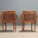 Antique baroque bedside tables in walnut and marble, Italy, 20th century.