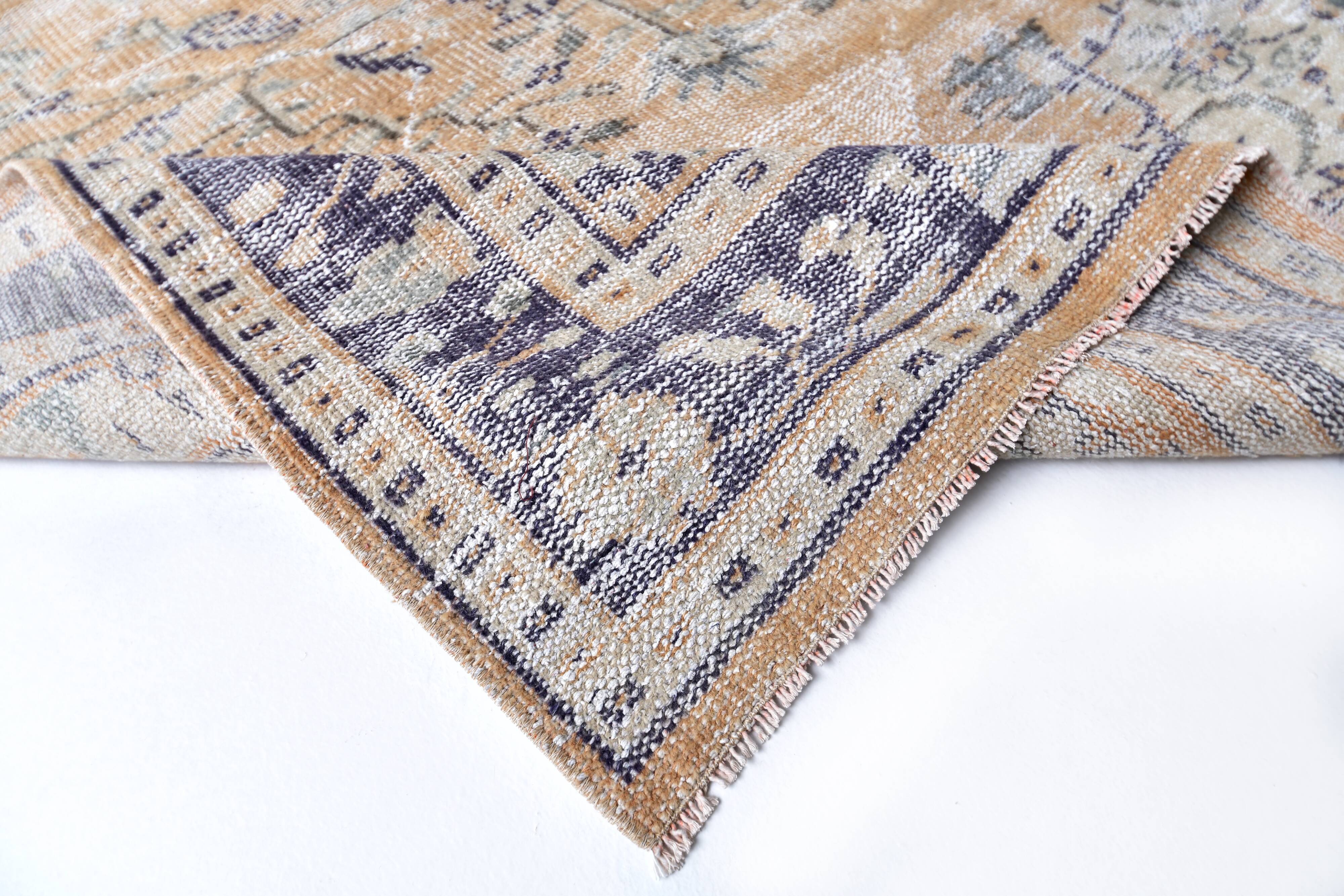 Tapis vintage en laine 270 x 165 cm, beige bleu, tapis turc vintage en laine