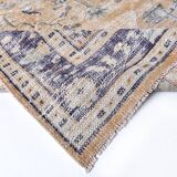 Tapis vintage en laine 270 x 165 cm, beige bleu, tapis turc vintage en laine