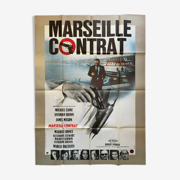 Affiche cinéma originale "Marseille Contrat" Michael Caine 120x160cm 1974