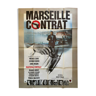 Affiche cinéma originale "Marseille Contrat" Michael Caine 120x160cm 1974