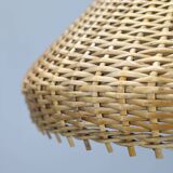 Adjustable oak and wicker wall lamp, Czechoslovakia, 1970s
