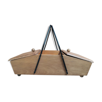 Wooden sewing basket