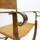 Fauteuil curule en fer forgé et cuir