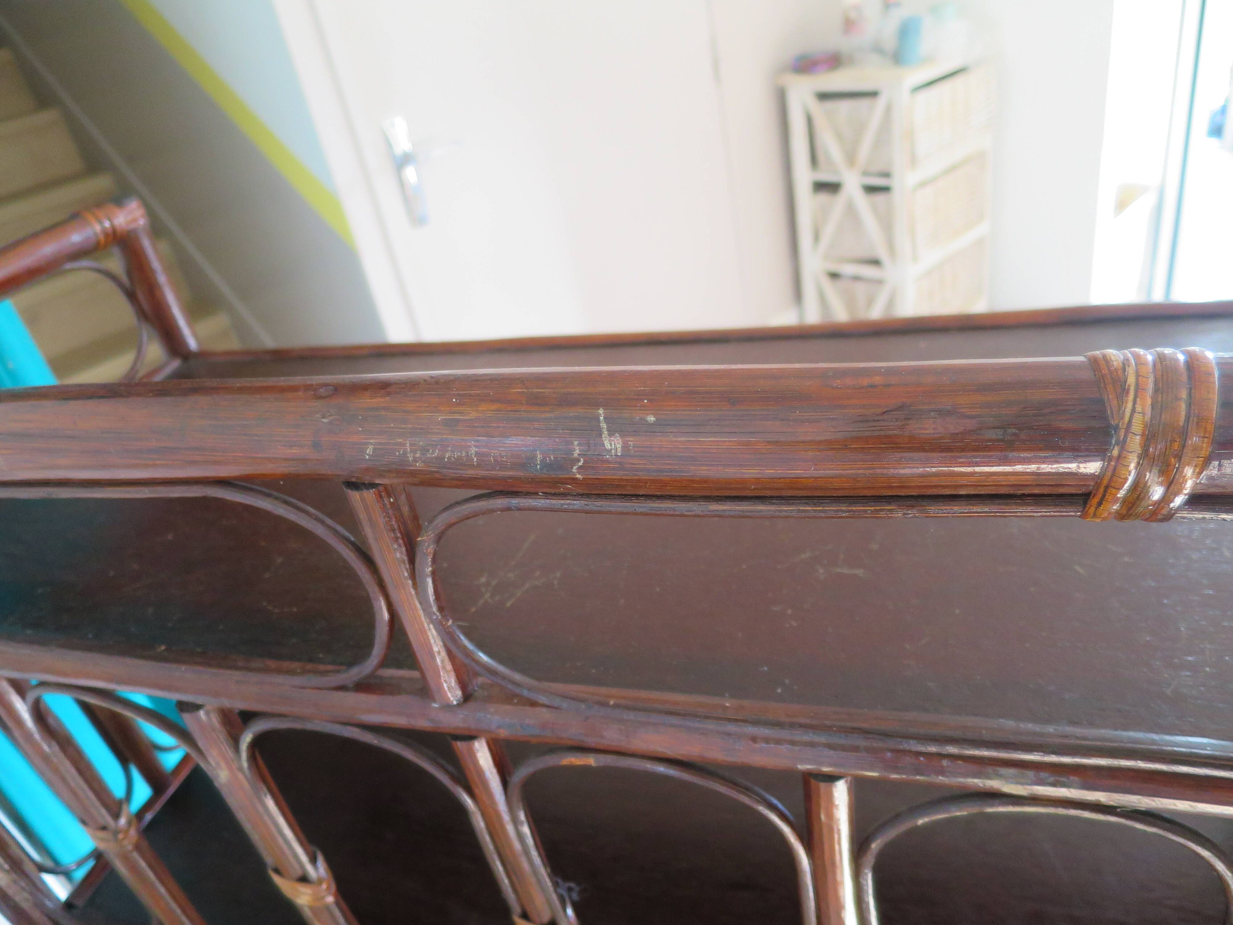 Support buffet bibus woven rattan 2 doors in caning - vintage 60s/70s